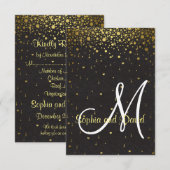 Huwelijksuitnodigingen | Gold Glam Confetti RSVP Kaart (Voorkant / Achterkant)