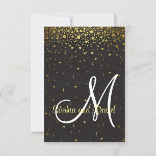 Huwelijksuitnodigingen   Gold Glam Confetti RSVP Kaart