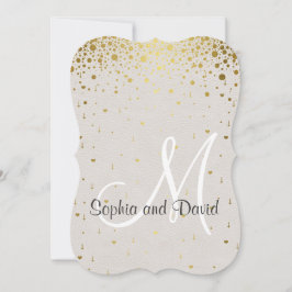 Huwelijksuitnodigingen | Gold Glam Confetti RSVP Kaart