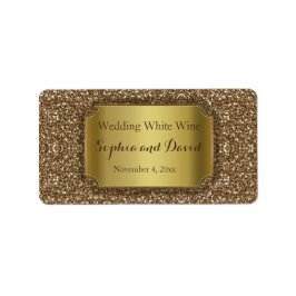 Huwelijksuitnodigingen | Gold Glitter Wine Favorie Etiket