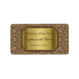 Huwelijksuitnodigingen   Gold Glitter Wine Favorie Etiket