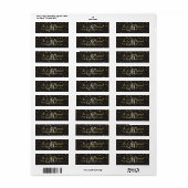 Huwelijksuitnodigingen | Goud-Confetti-monogram Etiket (Full Sheet)