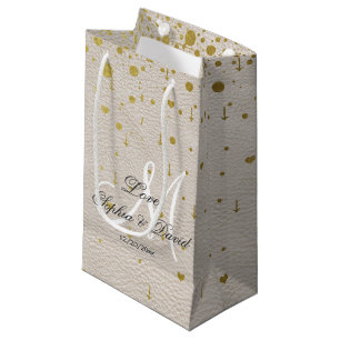 Huwelijksuitnodigingen   Goud-Confetti-monogram Klein Cadeauzakje
