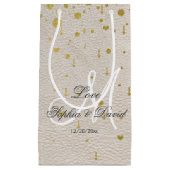 Huwelijksuitnodigingen | Goud-Confetti-monogram Klein Cadeauzakje (Voorkant)