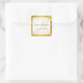Huwelijksuitnodigingen | Goud-Confetti-monogram Vierkante Sticker (Tas)