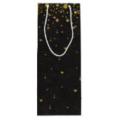 Huwelijksuitnodigingen | Goud-Confetti-monogram Wijn Cadeautas (Achterkant)