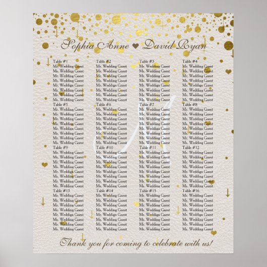 Huwelijksuitnodigingen | Goud Confetti Poster (Voorkant)