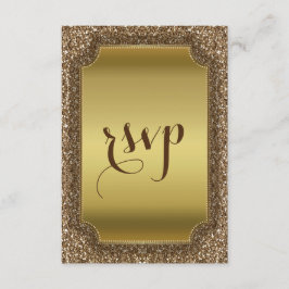 Huwelijksuitnodigingen | Goudglitter aangepaste RS RSVP Kaartje