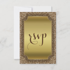 Huwelijksuitnodigingen | Goudglitter aangepaste RS RSVP Kaartje