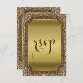 Huwelijksuitnodigingen | Goudglitter aangepaste RS RSVP Kaartje (Voorkant / Achterkant)