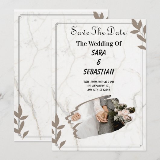 Huwelijksuitnodigingen | Heart Effect liefdesverha Kaart (Voorkant / Achterkant)