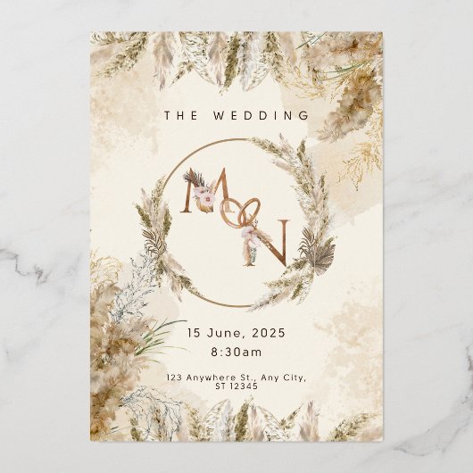 Huwelijksuitnodigingen: het perfecte begin van uw  folie uitnodiging (Voorkant)