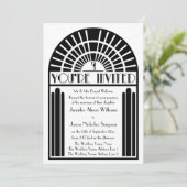 Huwelijksuitnodigingen in gedurfde Art Deco-stijl Kaart (Staand voorkant)