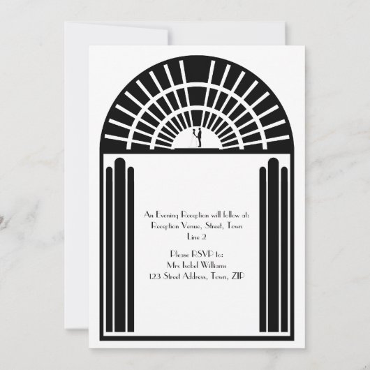 Huwelijksuitnodigingen in gedurfde Art Deco-stijl Kaart (Achterkant)