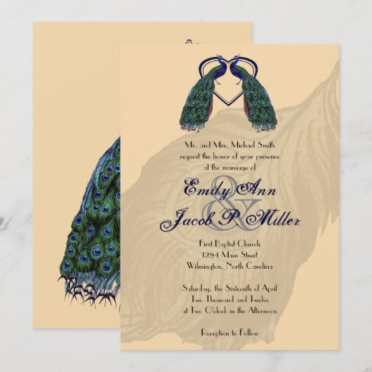  huwelijksuitnodigingen kaart (Voorkant / Achterkant)