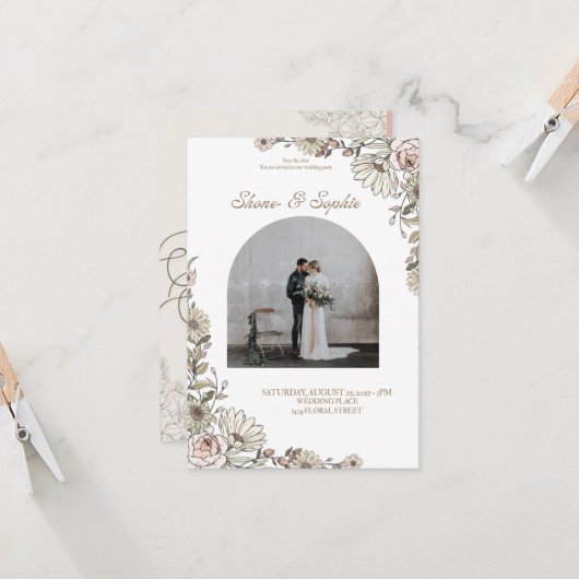 Huwelijksuitnodigingen Kaart (Voorkant / Achterkant in situ)