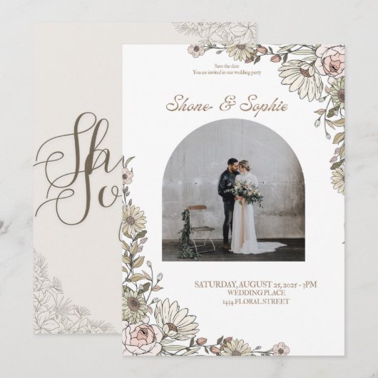 Huwelijksuitnodigingen Kaart (Voorkant / Achterkant)