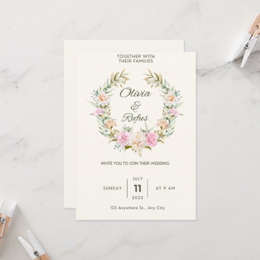 Huwelijksuitnodigingen Kaart (Voorkant / Achterkant in situ)