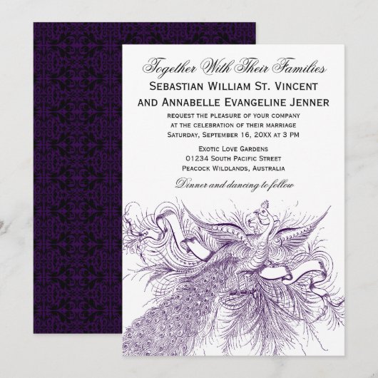 huwelijksuitnodigingen kaart (Voorkant / Achterkant)