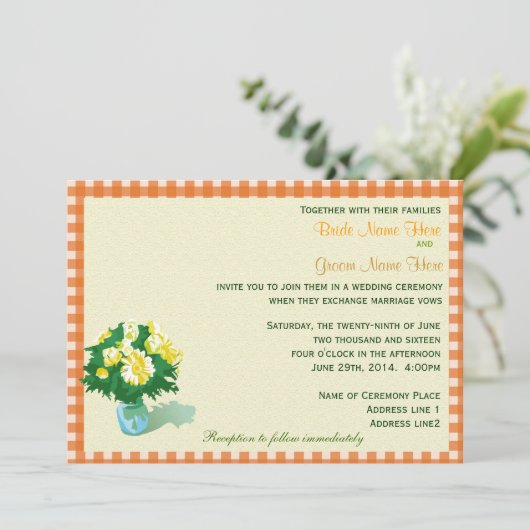 huwelijksuitnodigingen, landachtige pleisters kaart (Staand voorkant)