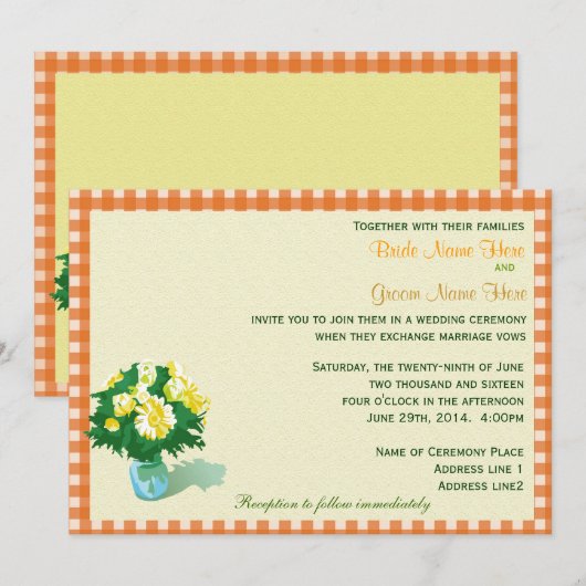 huwelijksuitnodigingen, landachtige pleisters kaart (Voorkant / Achterkant)