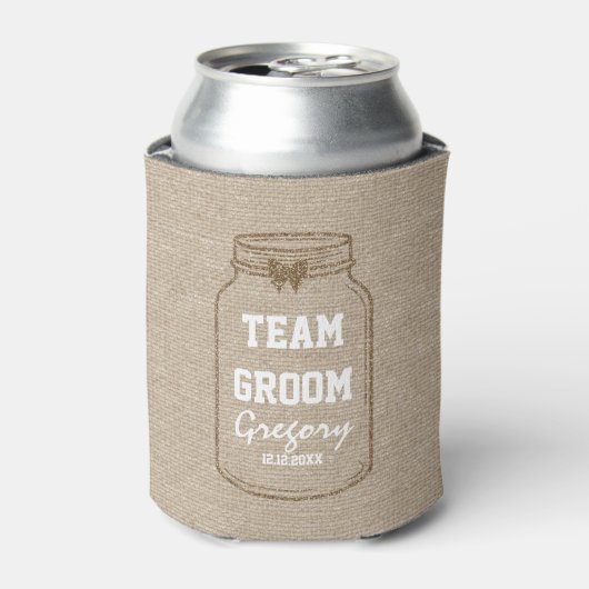 Huwelijksuitnodigingen | Mason Jar Linen TEAM GROO Blikjeskoeler (Blikje Voorkant)