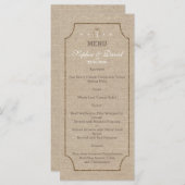 Huwelijksuitnodigingen | Mason Jar Linnen Canvas M Menu (Voorkant / Achterkant)