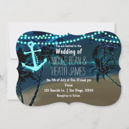 Huwelijksuitnodigingen met ankerlichten en palmbom kaart