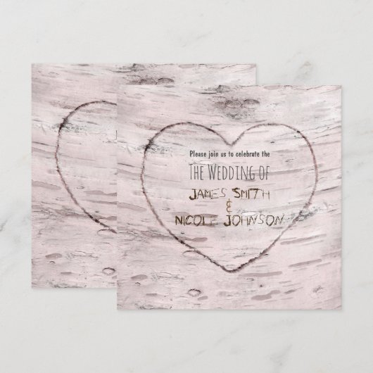 Huwelijksuitnodigingen met berkenboom en gegraveer kaart (Voorkant / Achterkant)