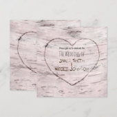 Huwelijksuitnodigingen met berkenboom & gesneden h kaart (Voorkant / Achterkant)