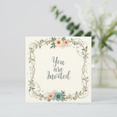 Huwelijksuitnodigingen met  Bloemengrens Kaart (Staand voorkant)