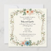 Huwelijksuitnodigingen met  Bloemengrens Kaart (Achterkant)