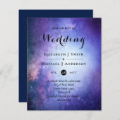 Huwelijksuitnodigingen met budget blauw nachthemel (Voorkant / Achterkant)