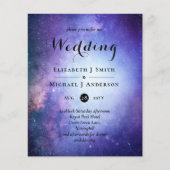 Huwelijksuitnodigingen met budget blauw nachthemel (Voorkant)