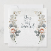 Huwelijksuitnodigingen met een bloemrijke rand. kaart (Voorkant)