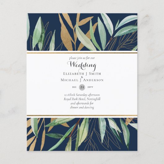 Huwelijksuitnodigingen met een laag budget Groene  Flyer (Voorkant)