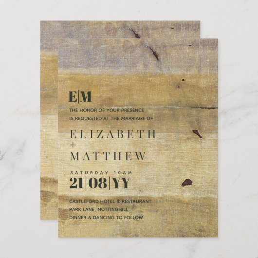 Huwelijksuitnodigingen met moderne, robuuste typog (Voorkant / Achterkant)