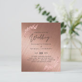 Huwelijksuitnodigingen met rose goud metaal look a (Staand voorkant)
