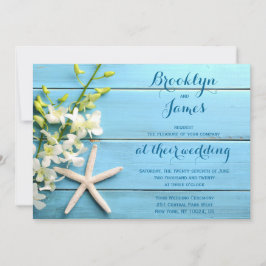 Huwelijksuitnodigingen met sterappels en orchideeë kaart