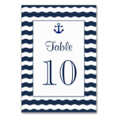 Huwelijksuitnodigingen | Nautical Navy Table Numbe Kaart (Achterkant)