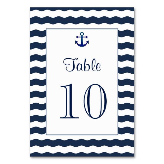 Huwelijksuitnodigingen | Nautical Navy Table Numbe Kaart (Voorkant)