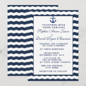 Huwelijksuitnodigingen | Nautical Navy Waves Ancho Kaart (Voorkant / Achterkant)