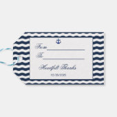 Huwelijksuitnodigingen | Nautical Navy Waves Cadeaulabel (Achterkant Horizontaal)
