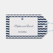 Huwelijksuitnodigingen | Nautical Navy Waves Cadeaulabel (Voorkant (Horizontaal))