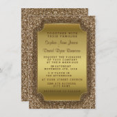 Huwelijksuitnodigingen | Uitnodiging voor goudglit (Voorkant / Achterkant)