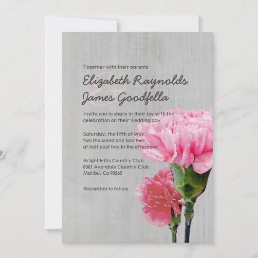 huwelijksuitnodigingen van mini-anjers kaart (Voorkant)