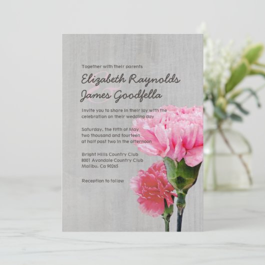  huwelijksuitnodigingen van mini-anjers kaart (Staand voorkant)