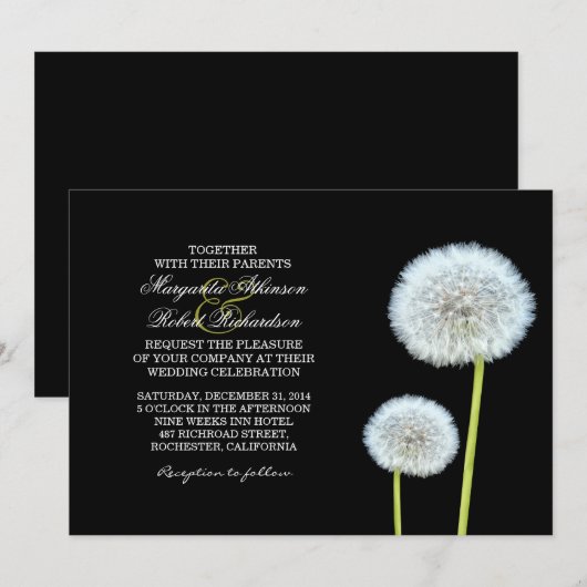 huwelijksuitnodigingen voor dandelions kaart (Voorkant / Achterkant)