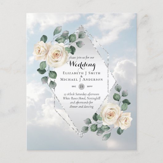 Huwelijksuitnodigingen voor een budgetbruiloft - W (Voorkant)