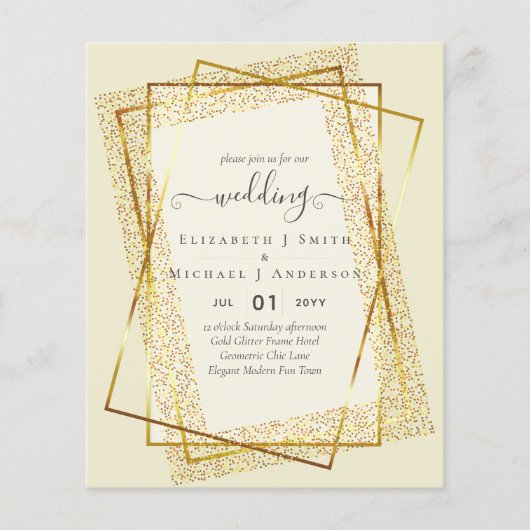 HUWELIJKSUITNODIGINGEN VOOR EEN KLEIN BUDGET  Goud (Voorkant)